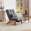 Modern Adjustable Backless Fabric Lounge Chair with Footrest, Lumbar Cushion and Wooden Legs for Living Room/bedroom/study Room (grey Corduroy)