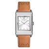 New Specht & Söhne Square Watch For Men Overturn Casebody Genuine Leather Brown Color Sapphire Crystal Waterproof