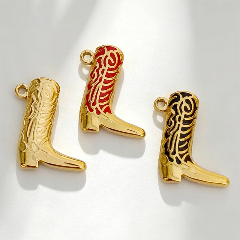 18K Gold-Plated Stainless Steel Shoe Pendant Charms for DIY Bracelets & Necklaces