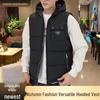 Men's Hooded Down Vest - Warm, Trendy Nylon Outerwear for Autumn and Winter