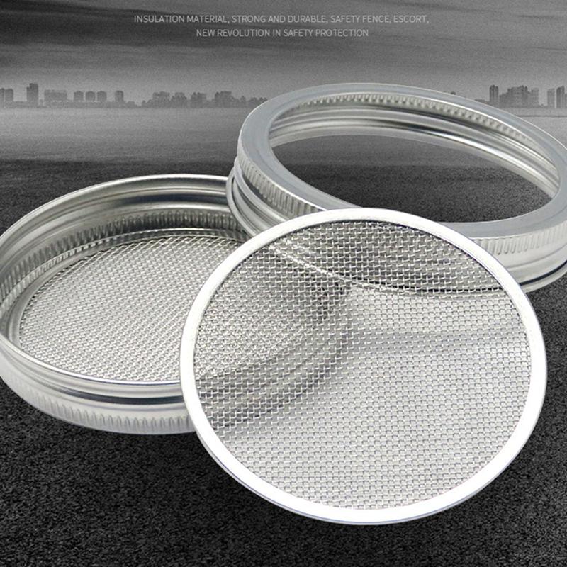 Tapas de acero inoxidable para germinación de semillas, tapa de boca ancha para frasco de vidrio, colador de malla, filtro, germinador