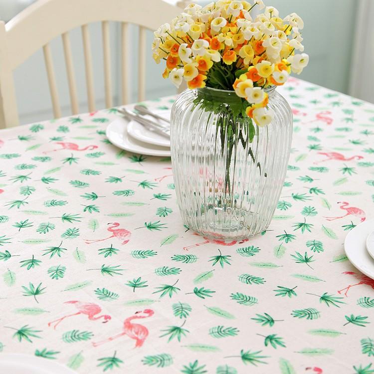 Cartoon Polyester Cotton Imitation Linen Small Fresh Flamingo Printed Tablecloth Coffee Table Tablecloth