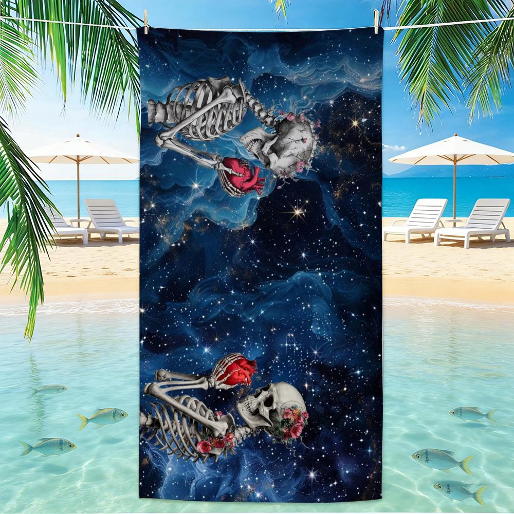 Skull Beach Towel Microfiber for Gym Travel Fitness Spa Women Girl Quick Dry Sandless Large Towels Bathroom Beach Towel