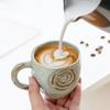 Japanese-style Mug Coarse Pottery Retro Coffee Cup Handmade Relief Rose Ceramic Cup Milk Breakfast Teacup Drinking Utensils Gift