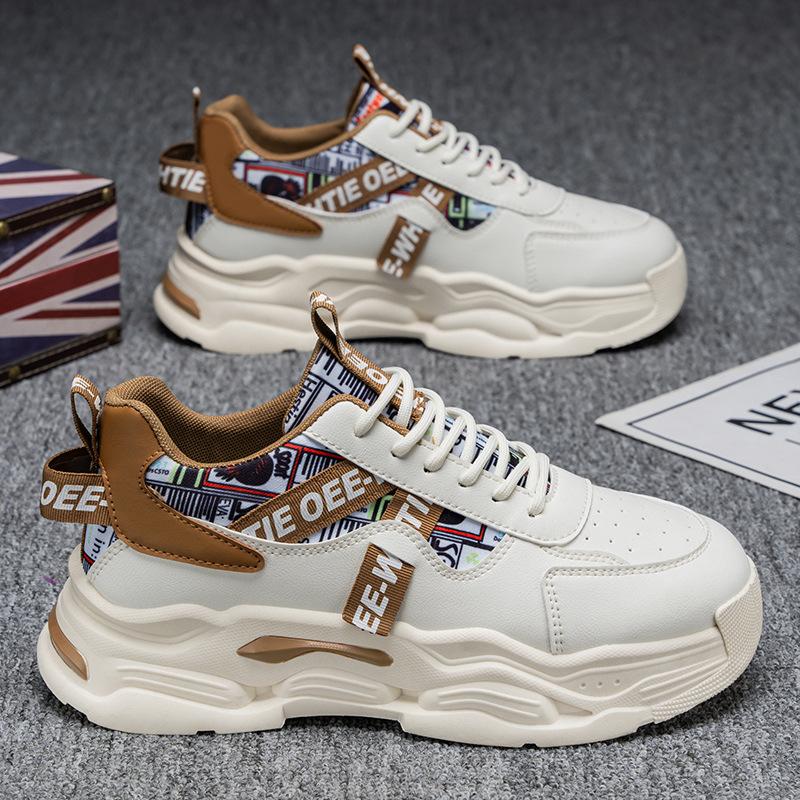 2025 Spring Men's Shoes New Breathable Little White Shoes Men's Trend Versatile Platform Sports Shoes Casual Dad Shoes Men
