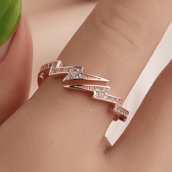 

Женские творческие украшения в форме молнии с кубическим цирконием, инкрустированные открытым кольцом на палец