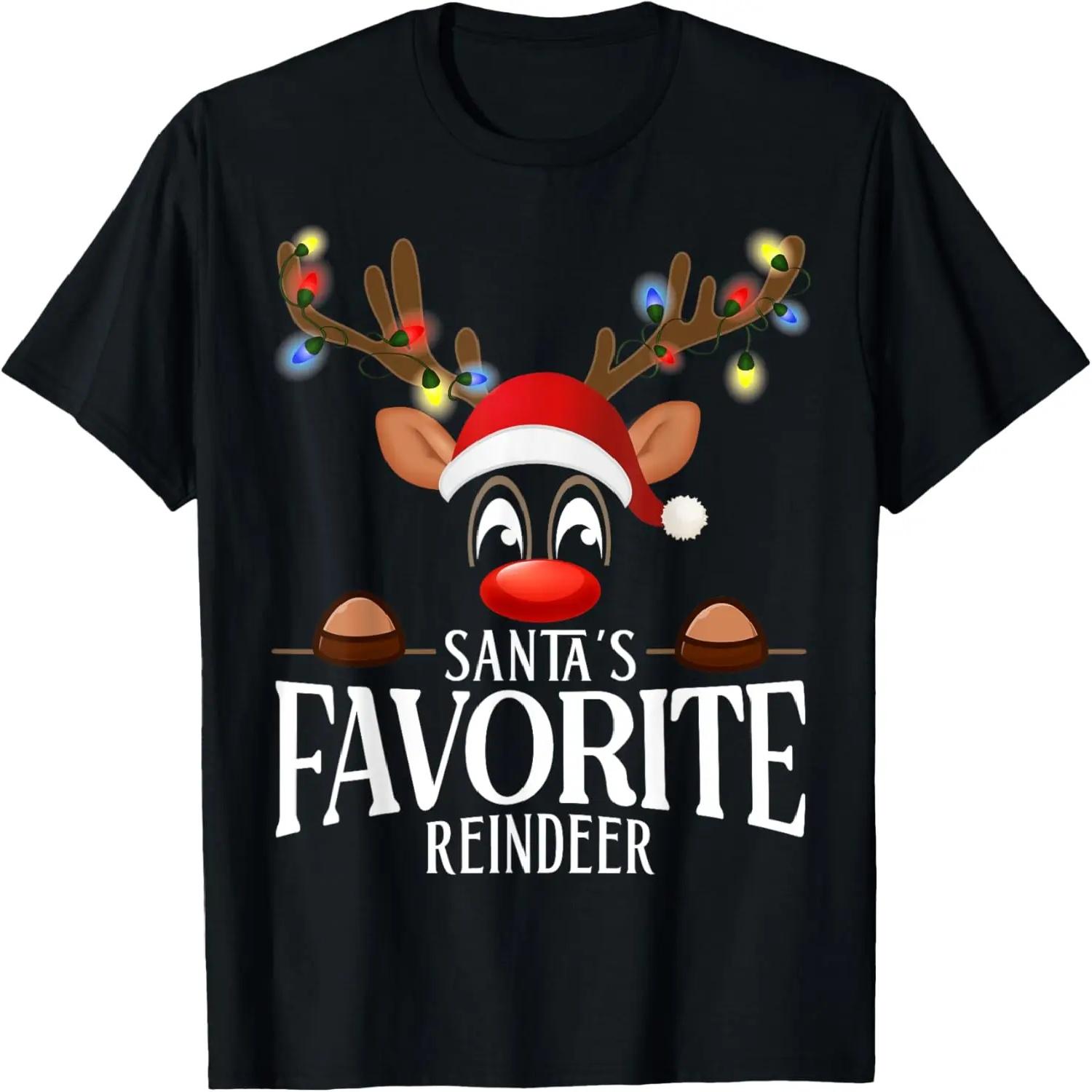 

Santa s Favorite Reindeer Funny XMas Matching PJS T-Shirt XXXXXL чорний