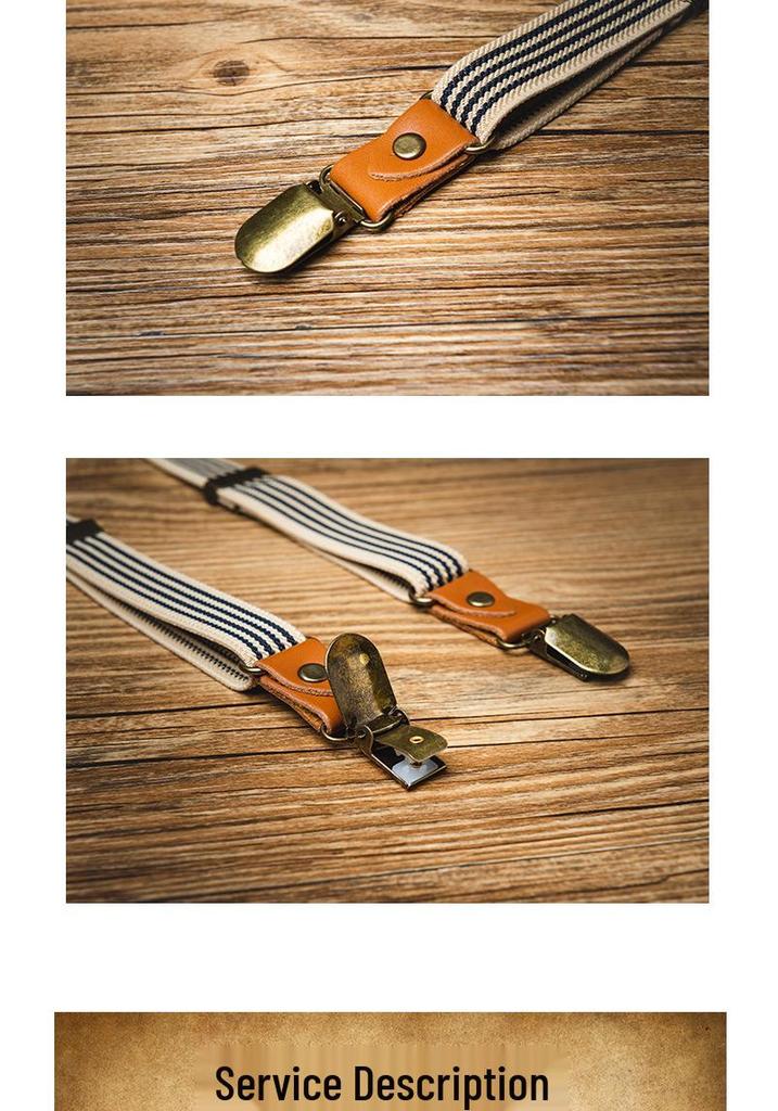 Unisex Elastische Gestreifte Rutschfeste Hosenträger mit Drei Clips