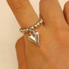 Mode Kreativ Metall Liebe Herz Anhänger Ringe für Frauen Punk Gold Farbe CCB Runde Perle Elastisch Verstellbar Ring Schmuck