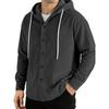 Men's Casual Loose Fit Button Front Hooded Cardigan Long Sleeve Top
