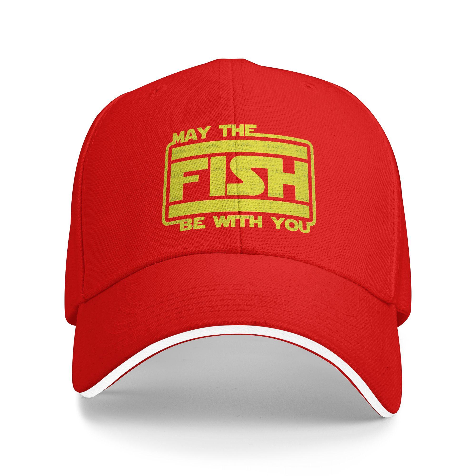 Yellow May The Fish Be With You Fishing Bass Beach Baseball Caps For Unisex Personalized Trucker Cap Women Pool Party Coquette Hat One Size