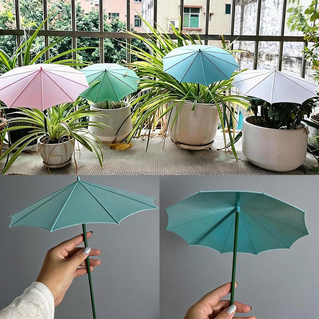 Plant Umbrella 44cm Green UV Protection Set 3 Mini Garden Shades for Seedlings Flowers Vegetables with Fiberglass Stakes Weather Resistant Balcony