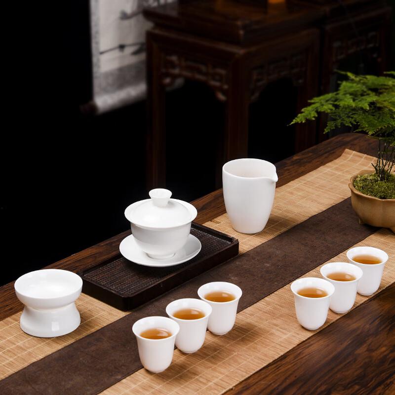 Mutton-Fat Jade Ceramic Kung Fu Tea Set