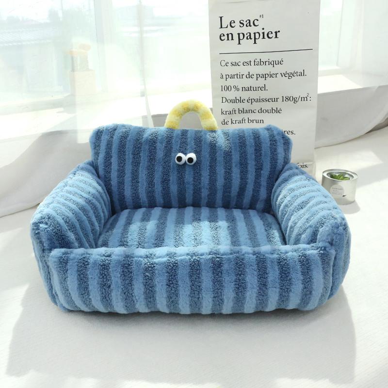 Cartoon Style Pet Bed Couch for Dogs And Cats Autumn Winter New Model Big Eyes Series Daily Use Pillow Artificial Short Fur