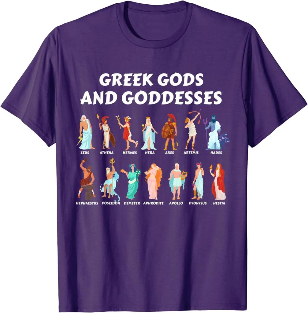 Griechische Götter und Göttinnen Antike Griechische Mythologie Griechenland T-Shirt 100% Baumwolle Rundhalsausschnitt Sommer Kurzarm Lässig Unisex T-Shirt Größe S3XL