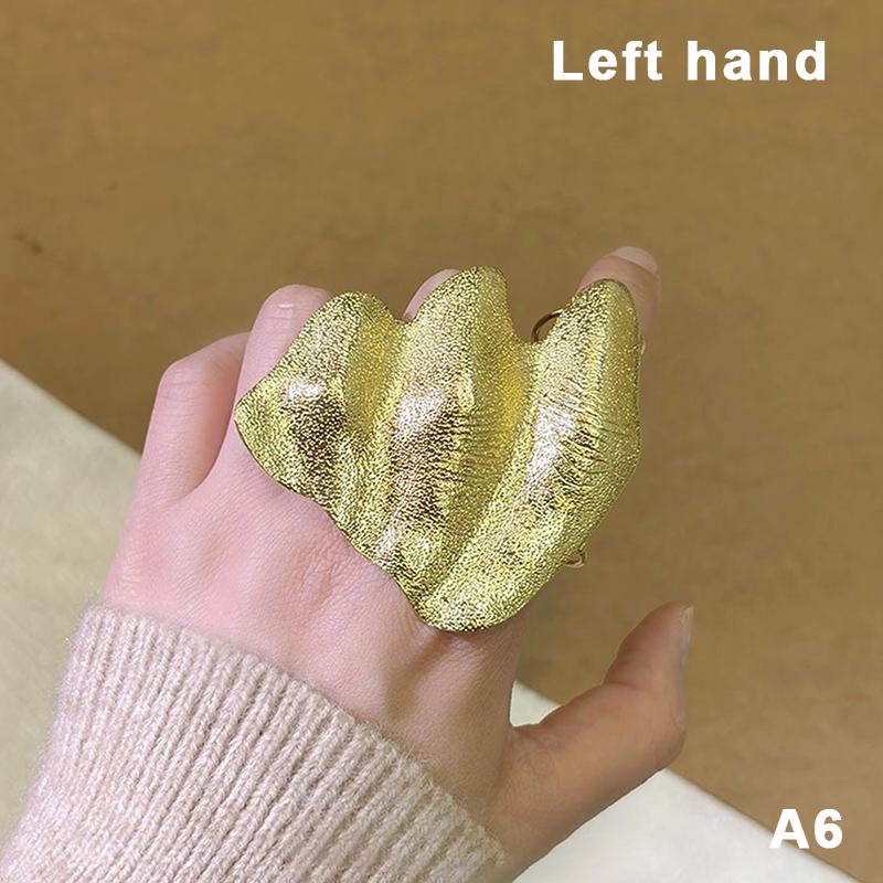Irregular Texture Ring, Exaggerated Knuckle Ring, Artistic Wide-Band Ring, 3D Pleated Texture Design Adjustable Ring