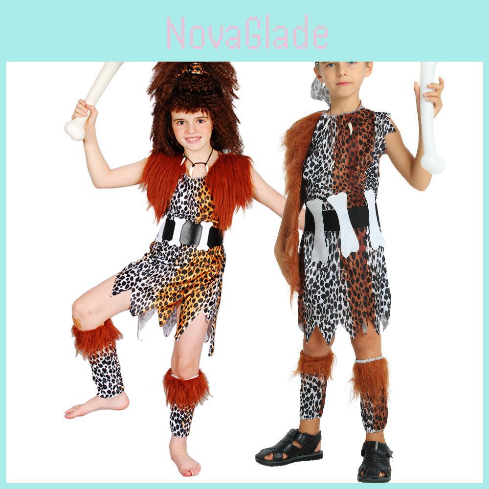 Stunning Polyester American Indian Chief Costume For Kids With Leopard Print Design