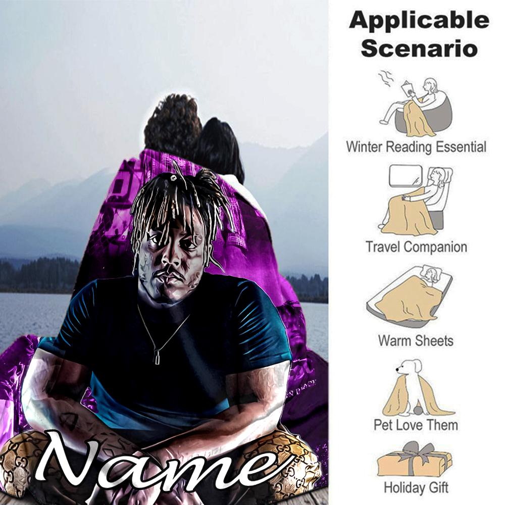 Customiz Name Personality Juice WRLD Blanket Soft &Warm Sofa Office Bed Travel Lunch Break Blanket, Gift Suitable All Seasons