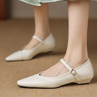 Elegant Women's Low Heels Mary Janes Shoes 2025 Fashion Straps Black Nude Flats Party Wedding Office Shoes Female Comfortable