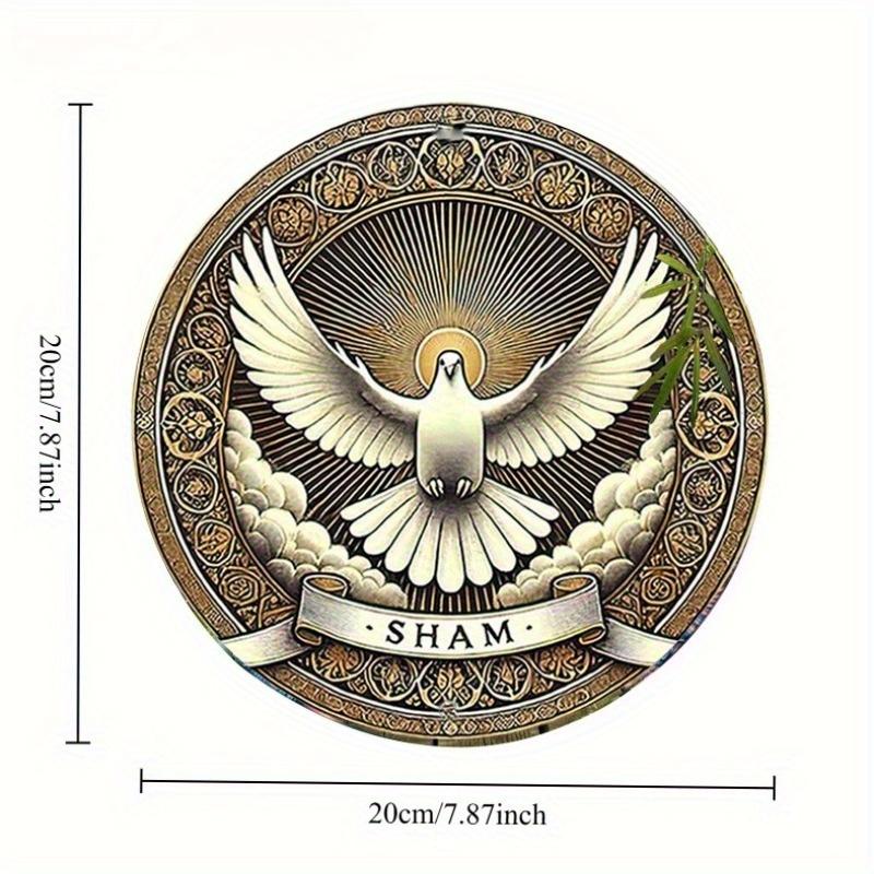 

2d Flat 20*20cm Pigeon Round Wooden Sign, wooden Wall Decoration Bohemian Style, Perfect for Home, Garage, Restaurant, Cafe, Durable Wall Sign. 20*20cm