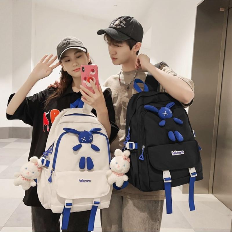 Universal Large Capacity Backpack Cute Cartoon Rabbit High School Student Schoolbags Durable Nylon College Student Book Bag Rucksack
