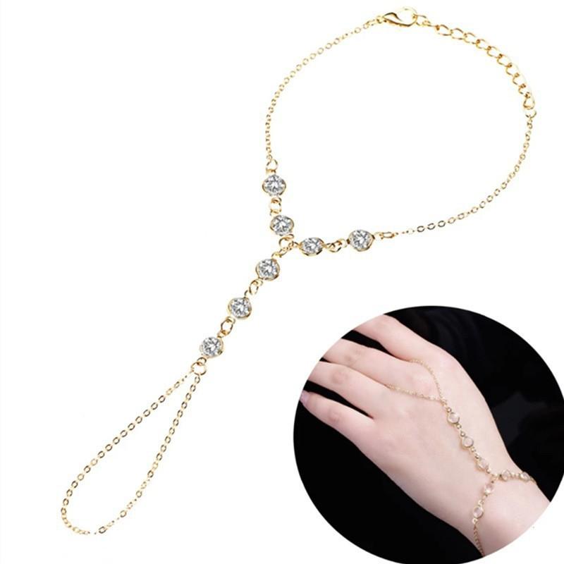 Bohemian Retro Crystal Inlaid Ladies Versatile Temperament Models Directly from the Manufacturer Crystal Beaded Finger Bracelet