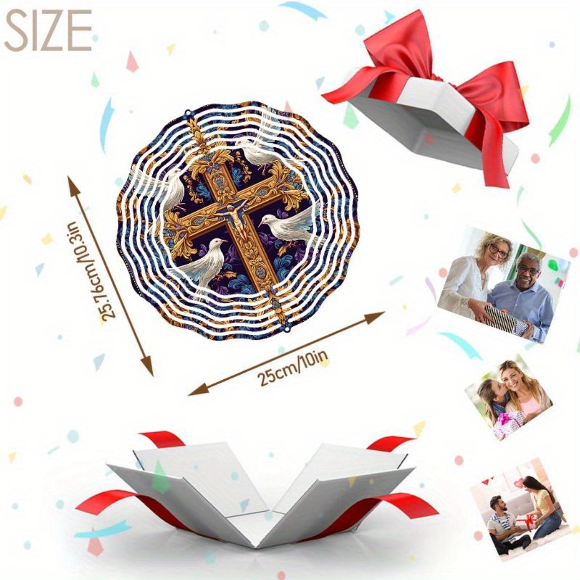 

Large 3D Metal Wind Spinner with Pigeon Cross Design Infinity Rotation Outdoor Decor for Garden Yard Kinetic Energy Wind Chime