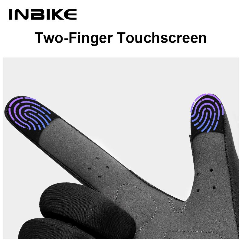 INBIKE Touch Screen Cycling Gloves Full Finger Thickened Palm Pad MTB Bike Gloves Spring Summer Bicycle Gloves Man