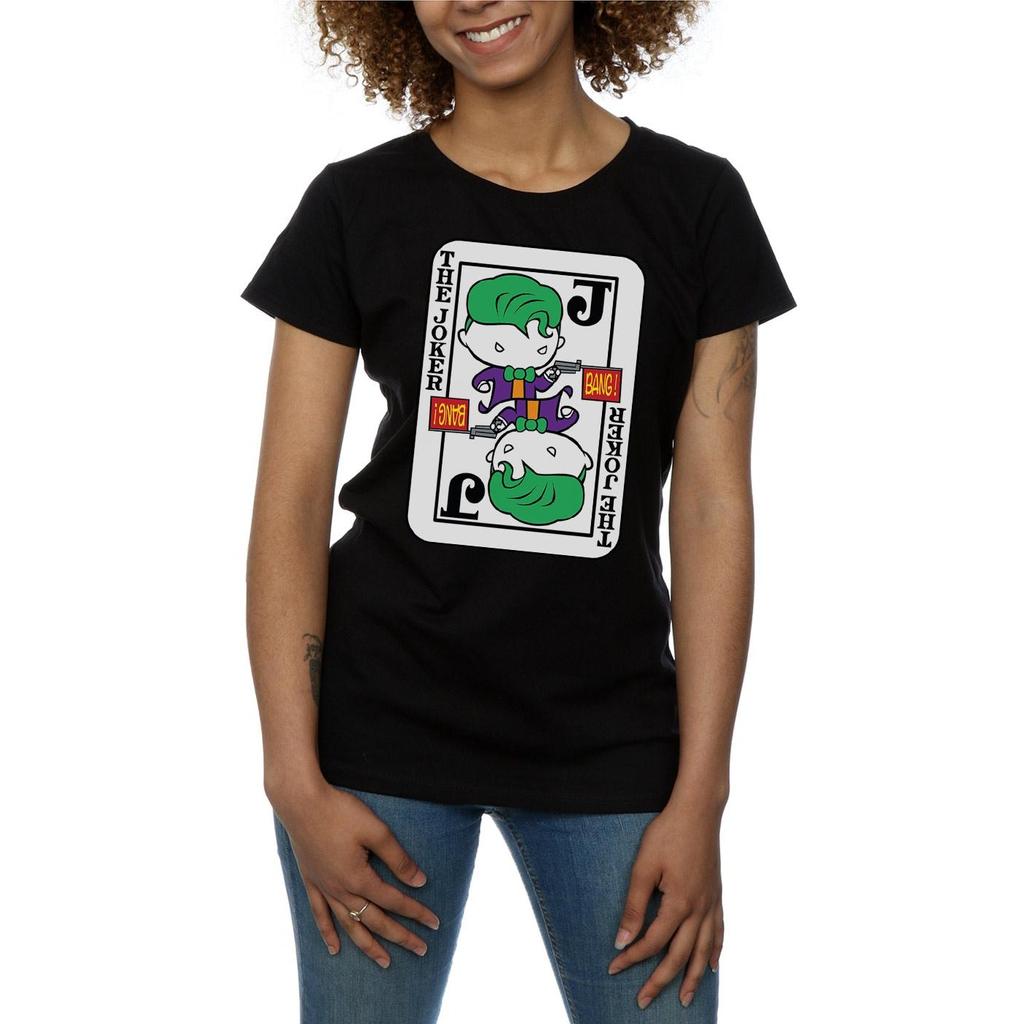 DC Comics Womens/Ladies Chibi Joker Playing Card Cotton T-Shirt