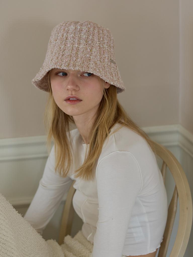 Olinkeompeulliteu Tweed Basic Bucket Hat (Pink)