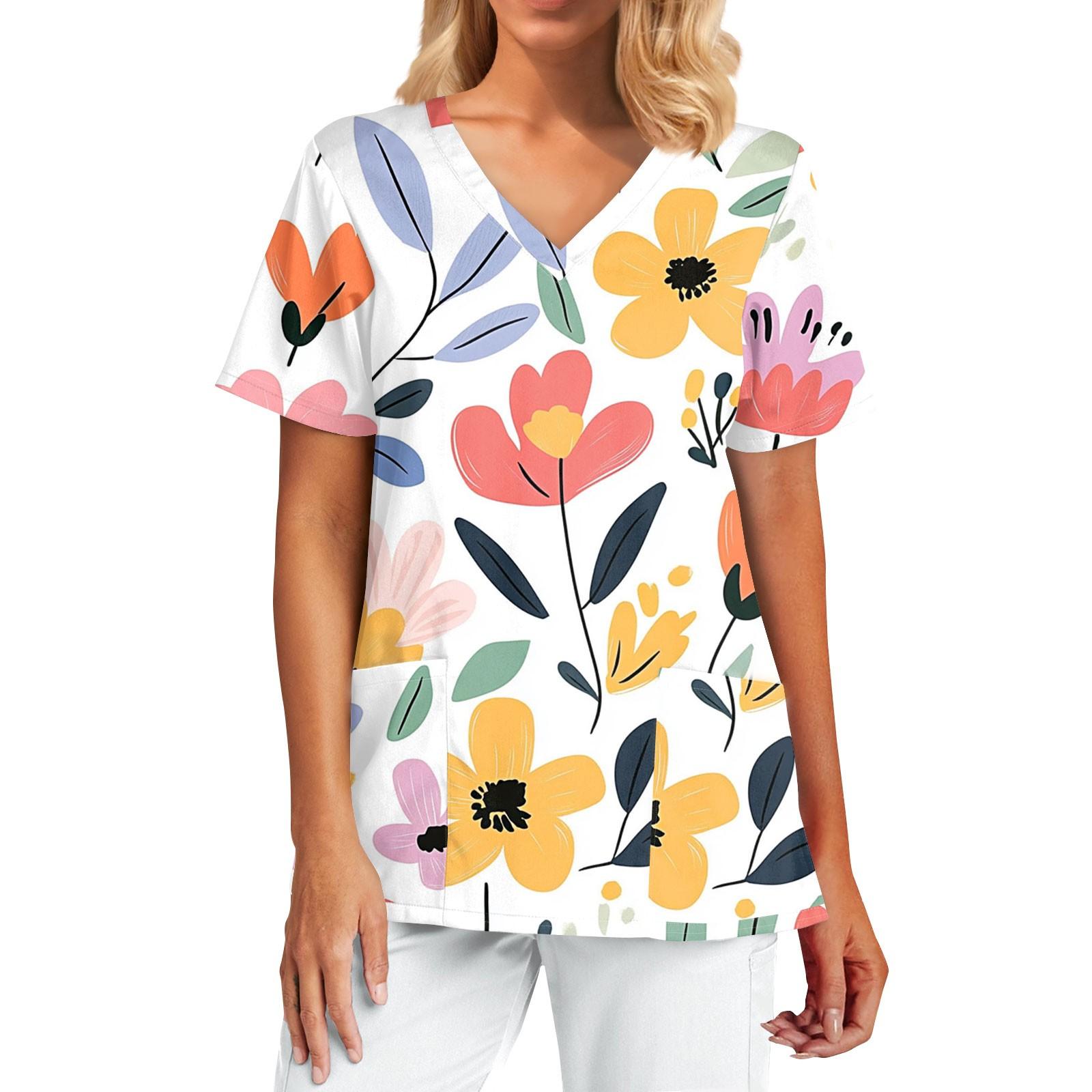 

Женская модная принтованная кофточка с коротким рукавом и V-образным вырезом с карманом L