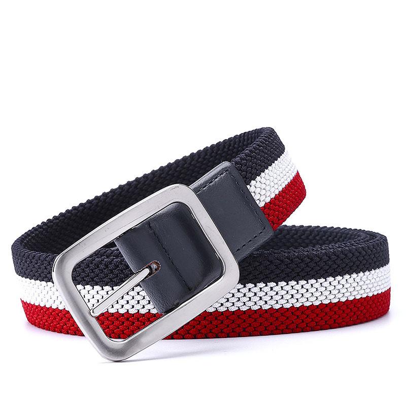 Belt Braided Elastic Belt Men'S Belt Simple Pin Buckle Color Matching Men'S Belt