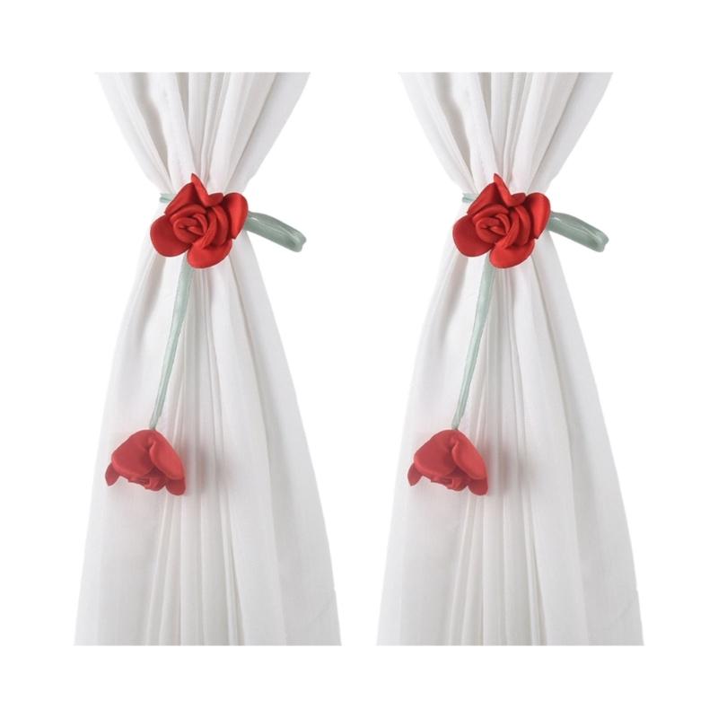 Flower Shape Curtain Holdbacks Polyester Fabric Multiple Color Option Simple Setup Window Decoration
