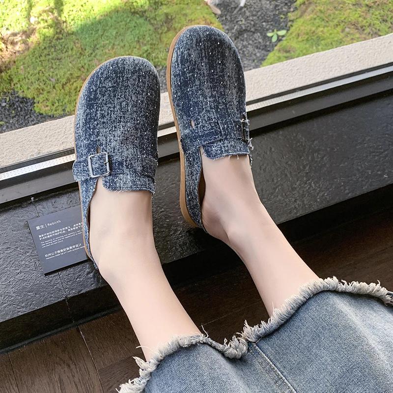 Fashionable Anti-slip Outdoor Flat Shoes for Summer Round-headed Low-cut Sexy and Comfortable Women's Closed-toe Slippers
