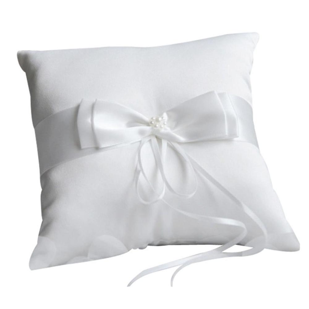 Bow Bridal Decor With Ribbon Pearls Ring Pillow Wedding Supplies Ring Bearer Pocket Ring Pillow