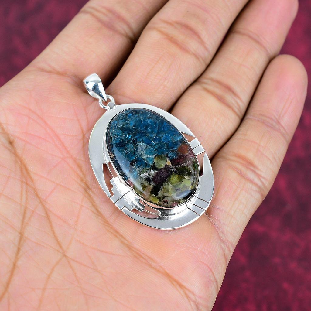 Watermelon Tourmaline Pendant, 925 Solid Sterling Silver Gemstone Jewelry, Handmade Pendant, For Thanksgiving