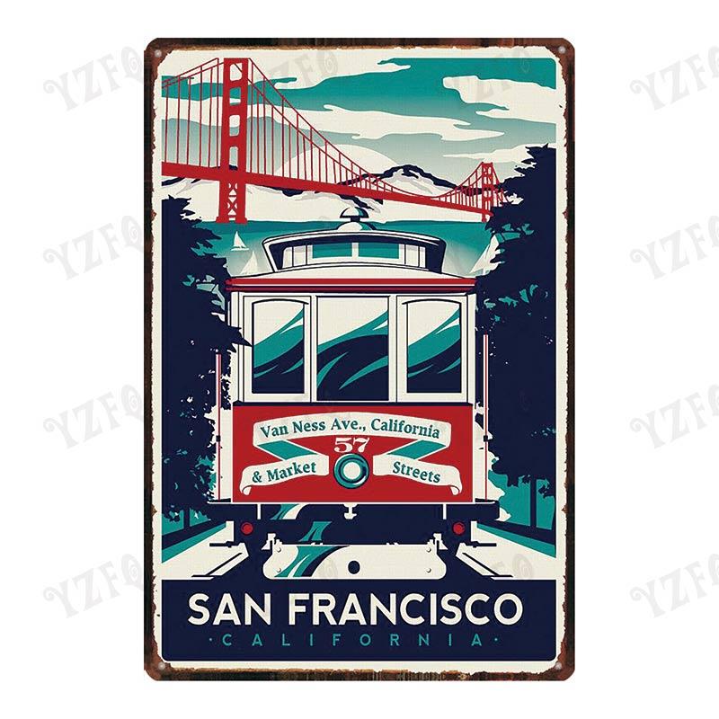 [ YZFQ ] New York City Reiseplakette Metall Vintage Blechschild Reisesouvenir Wand Bar Zuhause Restaurant Dekor 30X20CM DU-3558A