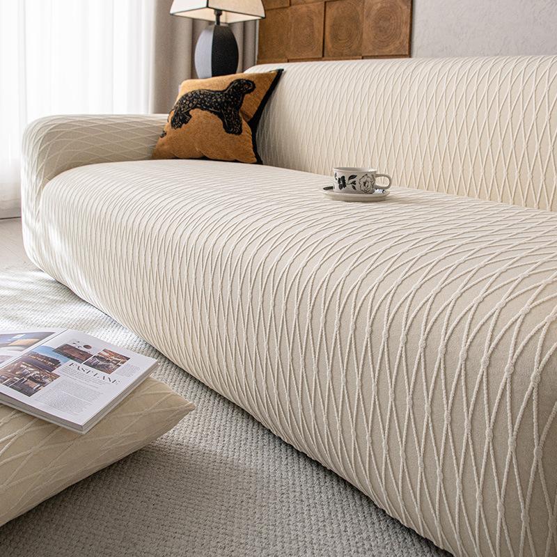 Pokrowiec na sofę z polaru żakardowego, Uniwersalny na wszystkie pory roku, Elastyczny, Kompleksowo zakrywający, Uniwersalny pokrowiec, Mocowany i antypoślizgowy.