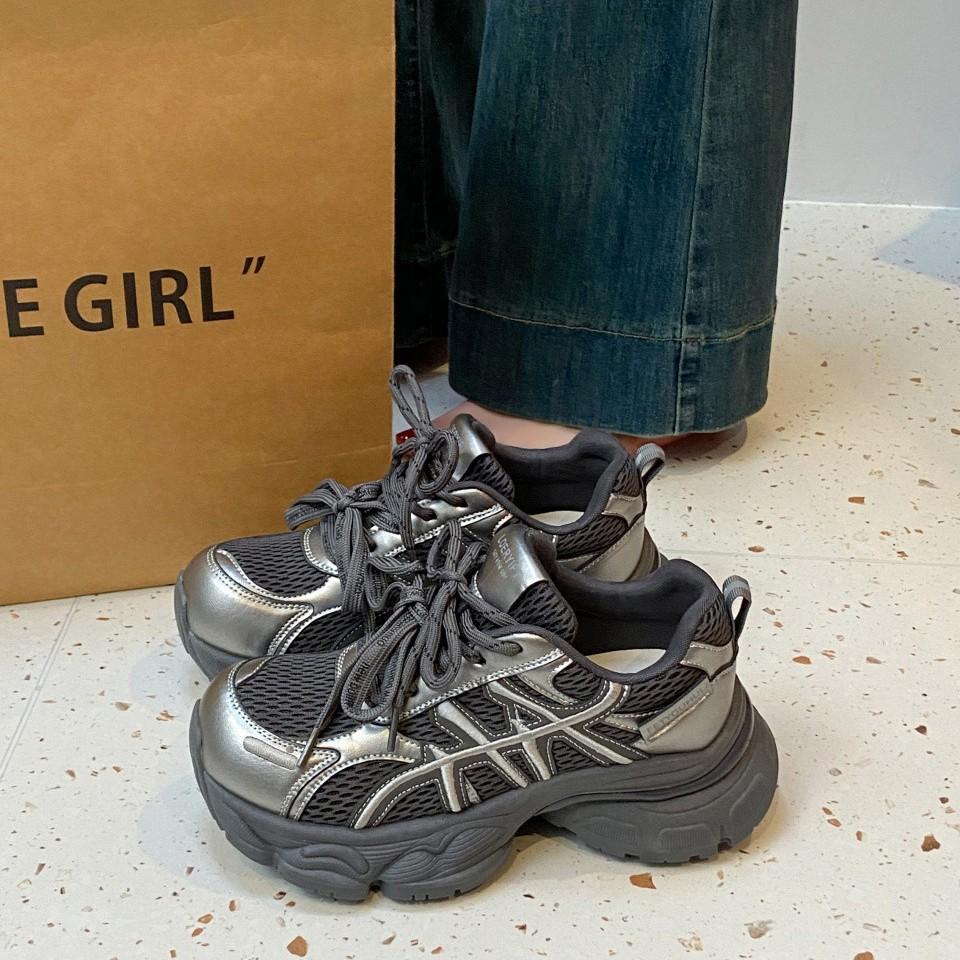 [Uncle Shoes] Thick-soled Casual Sports Shoes Are Light and Heightening, Dad Shoes Autumn Small 2025 Breathable New Feet Retro