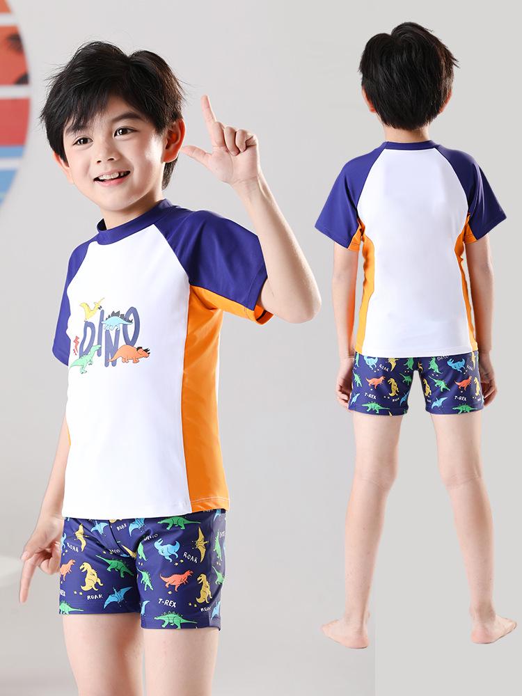 Boys' Sun Protection Swim Trunks Set - Middle & Big Kids Split Design, 2025 Professional Swimsuit