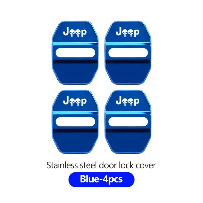 4Pcs Decorative Car Door Lock Buckle Cover Protector for Jeep Renegade Wrangler JK JL Grand Cherokee Compass Patriot Auto Parts