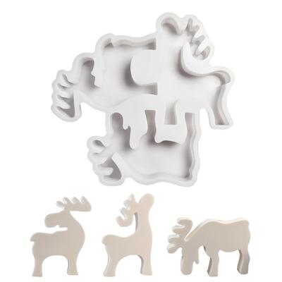 3-in-1 Christmas Reindeer Resin Silicone Molds for Epoxy Resin, Candle, Baking, Chocolate, Fondant, Plaster Decoration