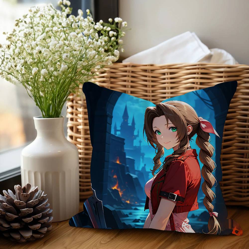 A-Aerith Gainsborough Cushion Cover Car Throw Pillow Case For Sofa Car Christmas Gift 40x40cm 45x45cm