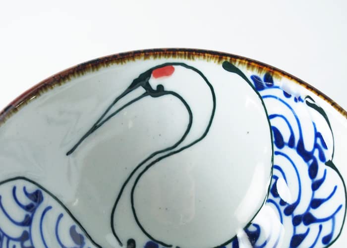 A Tea Bowl with a a Symbol of As the Saying Crane Lives for a Thousand and a Turtle Lives for Ten Thousand Diameter Capacity Perfect As a Gift for New