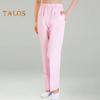 Pantalones de enfermera de verano, pantalones largos de pierna ancha con cintura elástica de talle medio, pantalones de trabajo de Color sólido con bolsillos para mujer