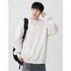 Men's American Retro Round Neck Cotton Hoodie - Casual, Solid Color, Trendy Long Sleeve Top