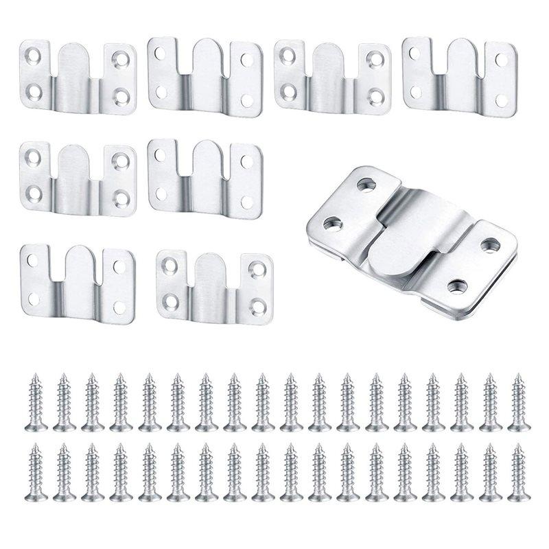 Premium-50 Pcs Flush Mount Bracket Interlocking Hang Furniture Connector Stainless Steel Wall Mount Picture Frame Brackets