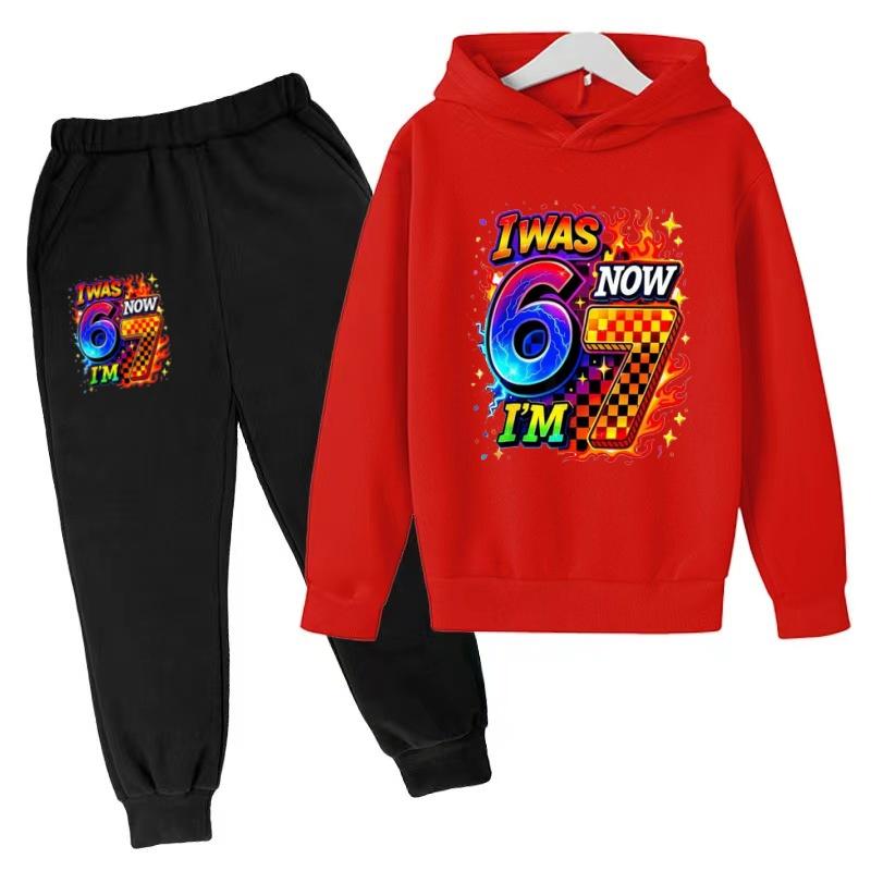 Kids Hoodie New Six Seven 67 Print Clothes Sweatshirt+Pants 2P Boy Girl Toddler 3-12Years Casual Top Pullover Sports Fashion Set