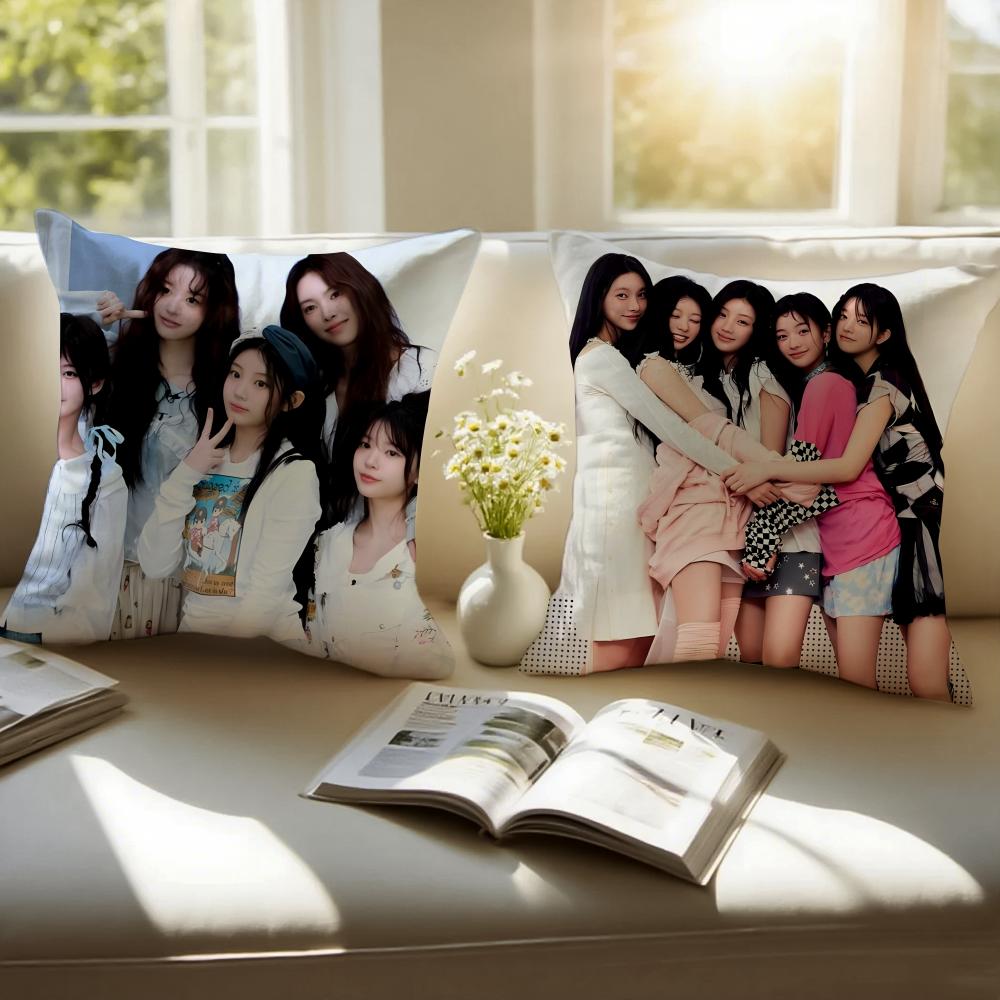 Frisches Niedliches Koreanisches Mädchen-K-Pop-Gruppe IILLIT Kissenbezug Kissenhülle Milbenschutz Unsichtbarer Reißverschluss Kurzer Plüsch Sofakissen
