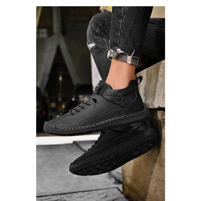 Men's Casual Leather Shoes,Ankle Boots Lightweight Loafers,Mid Top Walking Driving Shoes